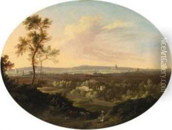 View Of The Cities Of London And Westminster From Denmarkhill Oil Painting - George Robertson