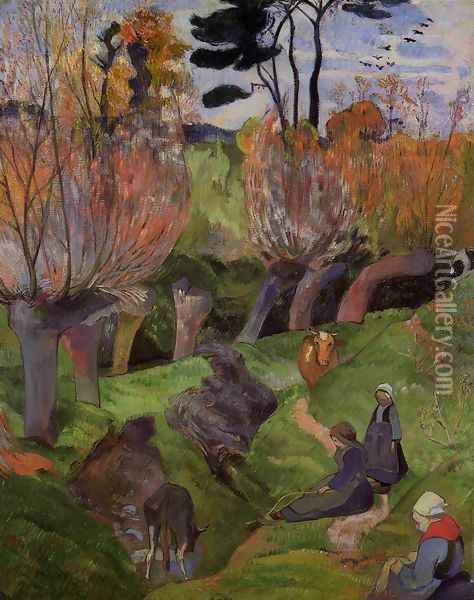 The Willows Oil Painting - Paul Gauguin