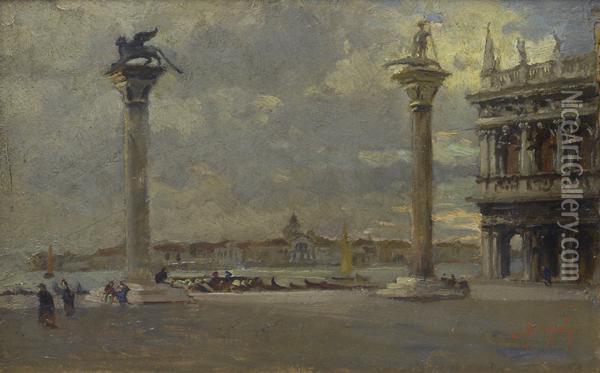 Venezia Oil Painting - Emanuele Brugnoli