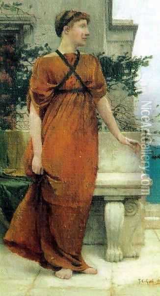 On the Palace Terrace Oil Painting - Thomas Cooper Gotch