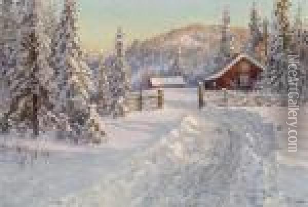 Solig Vinterdag Oil Painting - Anshelm Schultzberg