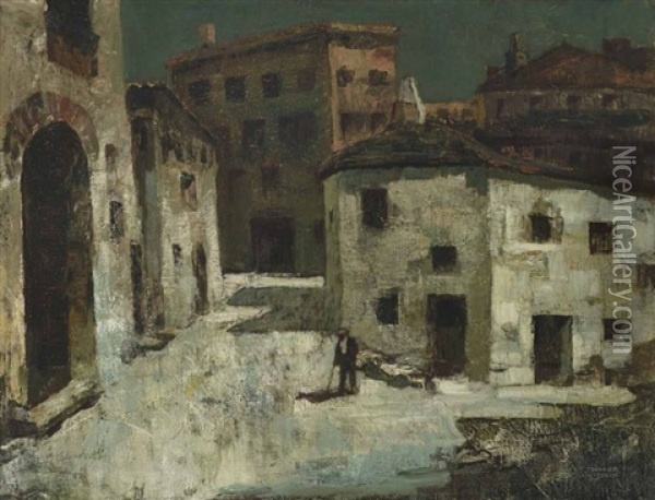 Mondnacht In Einer Spanischen Stadt Oil Painting - Anton Mueller-Wischin