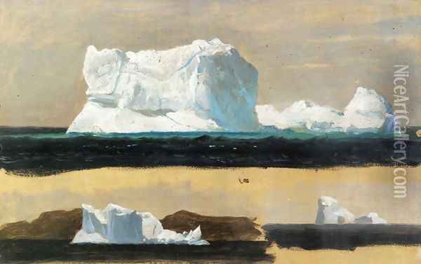Icebergs, Twillingate, Newfoundland Oil Painting - Frederic Edwin Church