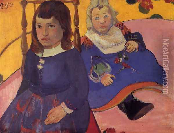 Portrait Of Two Children Aka Paul And Jean Schuffenecker Oil Painting - Paul Gauguin
