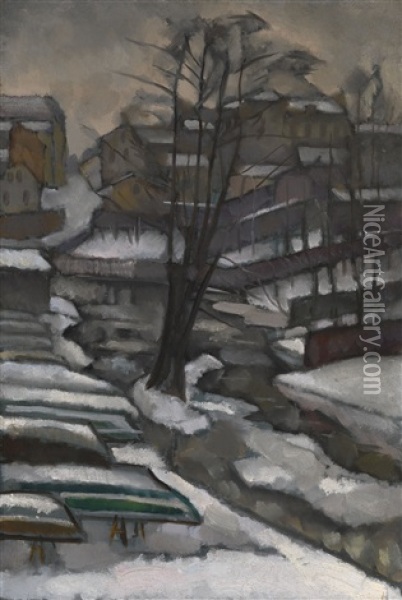 St. Petersburg In Winter Oil Painting - Vladimir Davidovich Baranoff-Rossine
