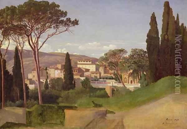 View of a Roman Villa 1844 Oil Painting - Jean Achille Benouville