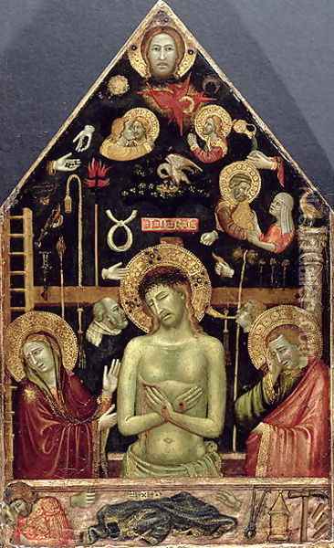 The Man of Sorrows, c.1354 Oil Painting - d'Oderisio (Oderisi) da Napoli Roberto