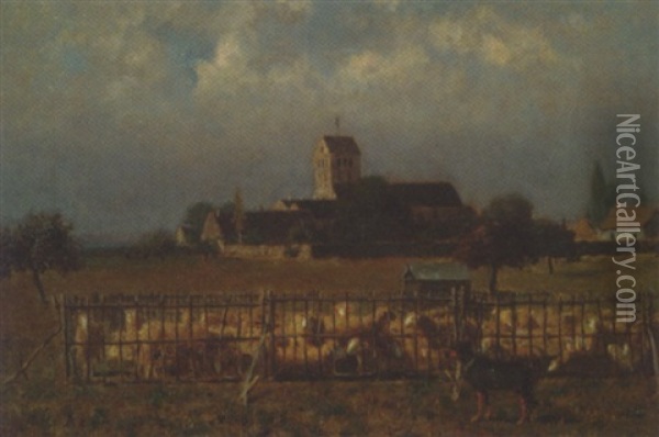 Le Parc Aux Moutons Oil Painting - Alfred De Knyff