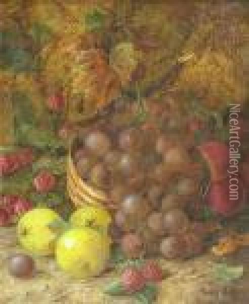 Still Life With Raspberries And Grapes Oil Painting - Vincent Clare