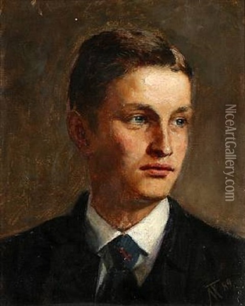 Portrait Of Peter Frederik Suhm (1872-1896), Son Of Peter N. Heering And Harriet, Nee Bramsen Oil Painting - Nicoline Tuxen
