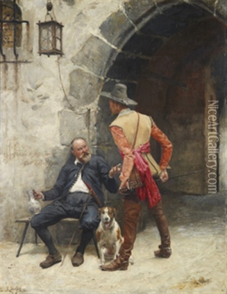 Diskussion Oil Painting - Rudolf Otto Von Ottenfeld