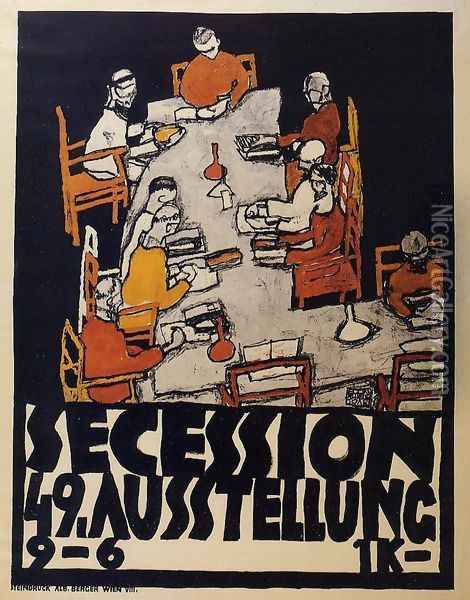 Forty Ninth Secession Exhibition Poster Oil Painting - Egon Schiele