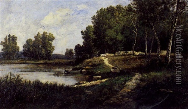 Fontainebleau, La Cressonniere Oil Painting - Leon Richet