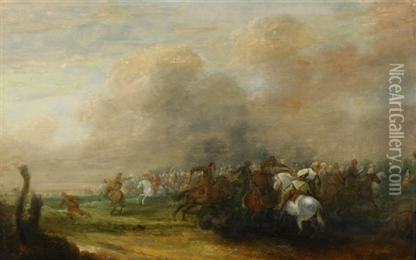 Bataljscen Oil Painting - Pieter Meulener