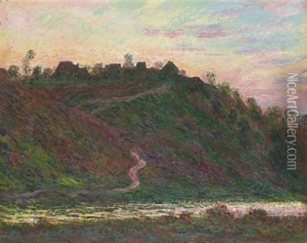 Le Village De La Roche-blond Au Soleil Couchant Oil Painting - Claude Monet