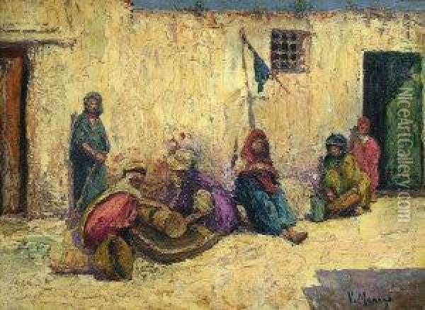 North African Street Scene Oil Painting - Vincent Manago