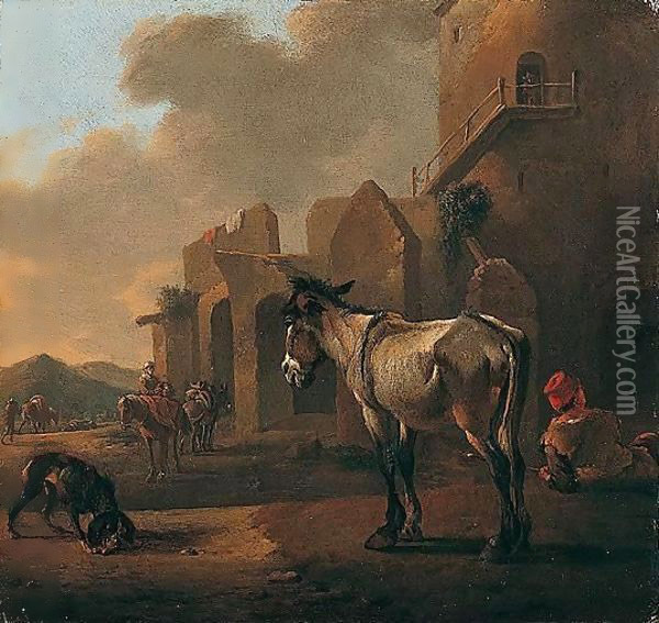 Italianate Landscape With A Donkey Oil Painting - Karel Dujardin