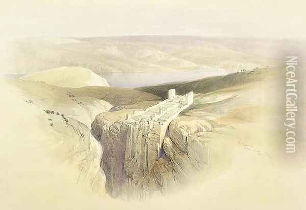 The Dead Sea looking towards Moab, April 4th 1839, plate 50 from Volume II of The Holy Land, engraved by Louis Haghe 1806-85 pub. 1843 Oil Painting - David Roberts