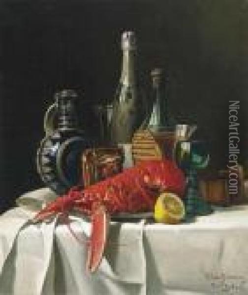 Still Life With Lobster Oil Painting - Milne Ramsey