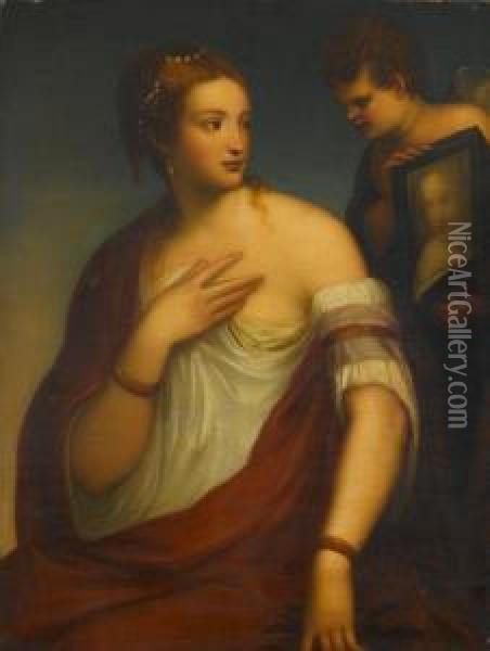 Venus At Her Toilette With Cupid Oil Painting - (Alessandro) Padovanino (Varotari)