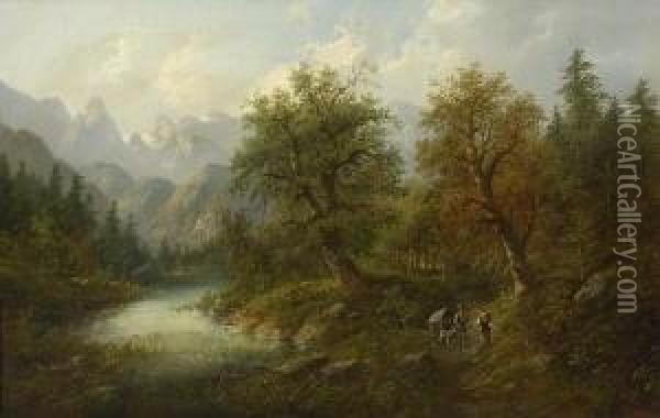 Waldlandschaft Mit
 Figurenstaffage Oil Painting - Eduard Boehm