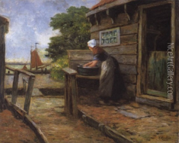 Wassende Vrouw In Zeeland Oil Painting - Henri Houben