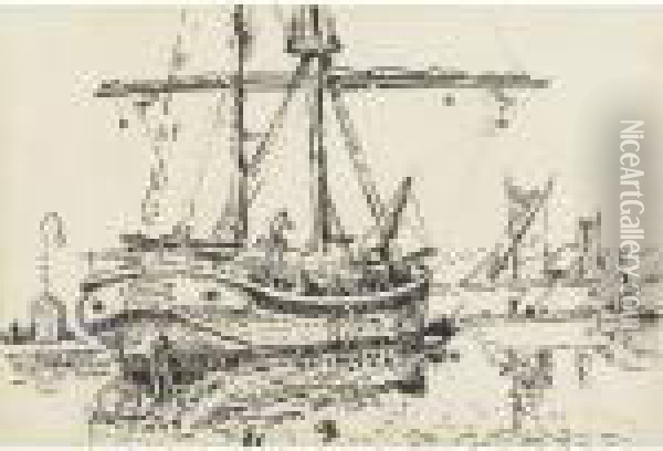 Docked Ship Oil Painting - Paul Signac