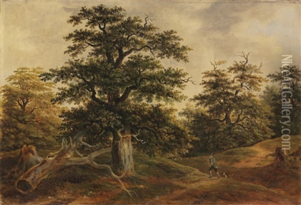Jager Im Wald Oil Painting - Johann Jakob Dorner the Younger