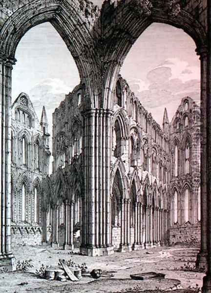 Whitby Abbey Yorkshire, illustration from Views of English Abbeys and Cathedrals Oil Painting - John Coney