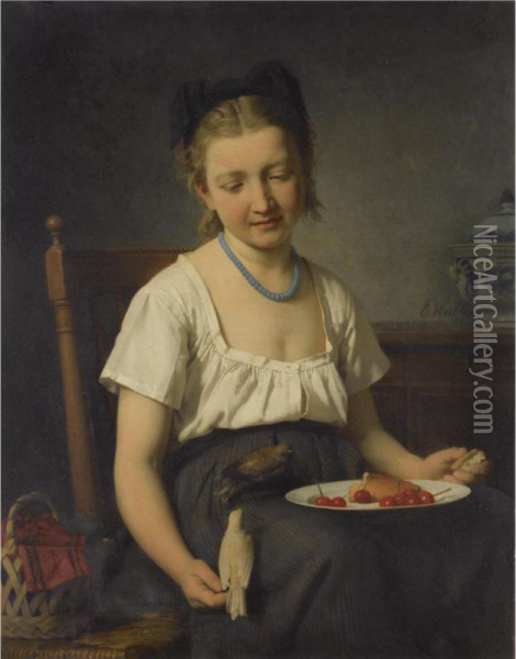 Le Gouter Oil Painting - Emile Auguste Hublin