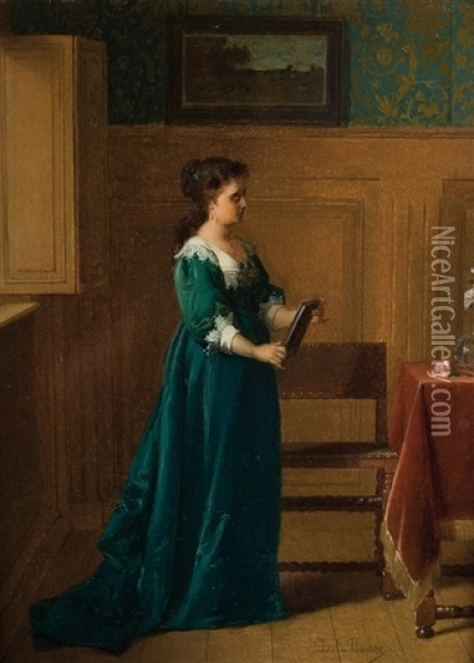 Elegante Dame Oil Painting - Jean De La Hoese
