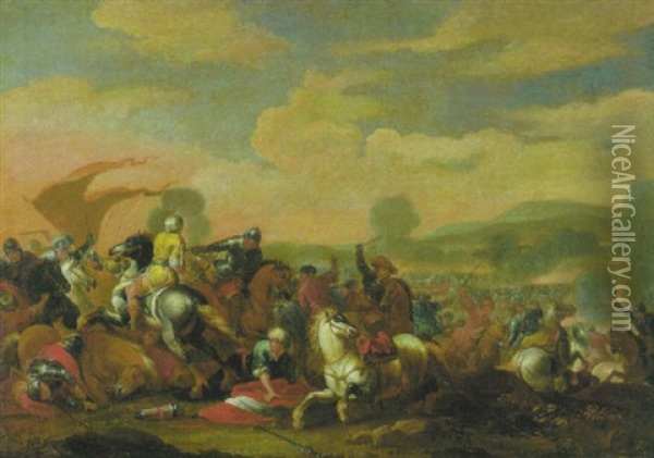 Schlacht Gegen Die Turken (vor Wien?) Oil Painting - Georg Philipp Rugendas the Elder