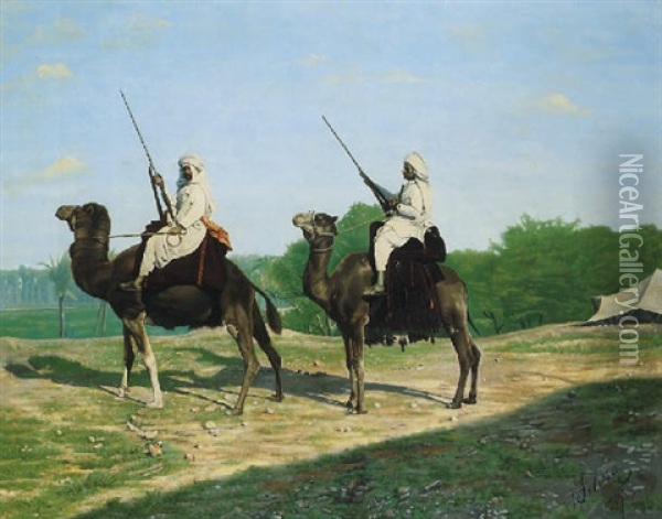 Mounted Dromedaries Oil Painting - Giovanni Battista Filosa