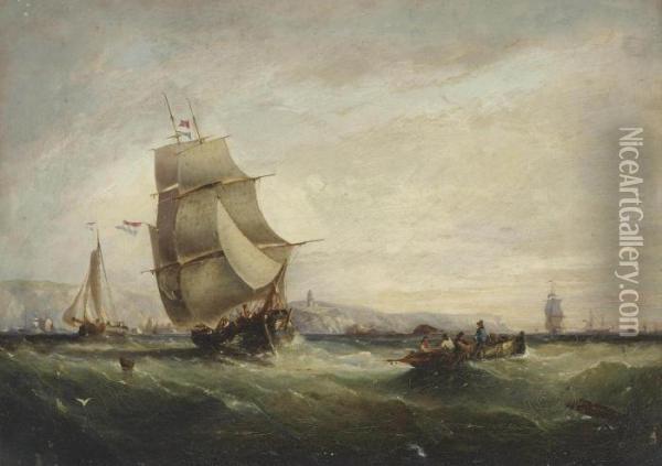 A Dutch Trading Schooner Oil Painting - George Webster