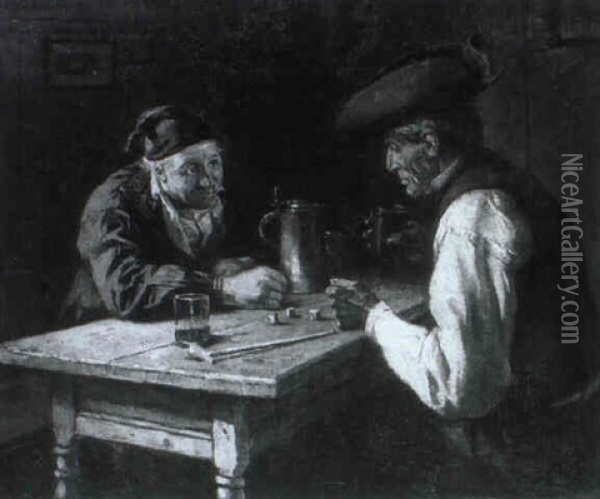 Zwei Wurfelspieler Oil Painting - Hermann Lindenschmit