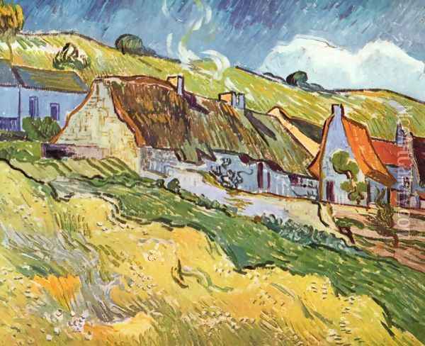 Thatched Cottages Oil Painting - Vincent Van Gogh