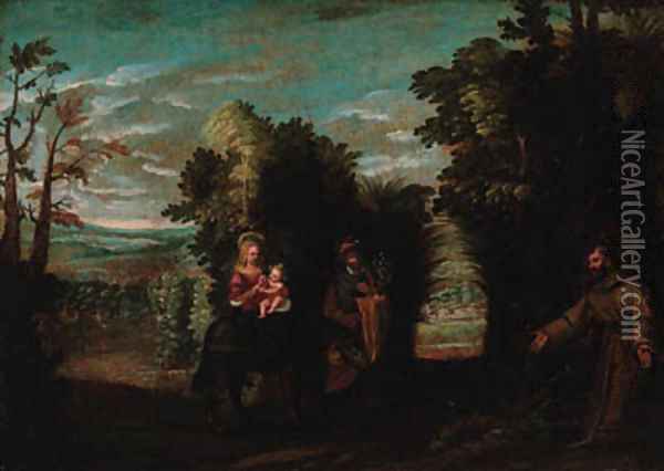 The Rest on the Flight into Egypt Oil Painting - Spanish School