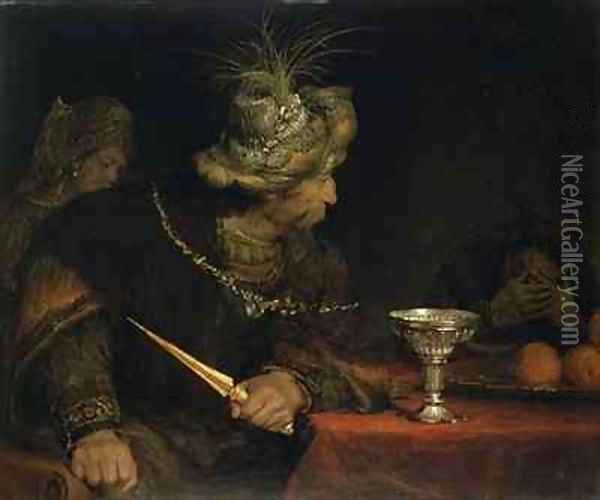 King Ahasuerus Condemning Haman Oil Painting - Aert De Gelder