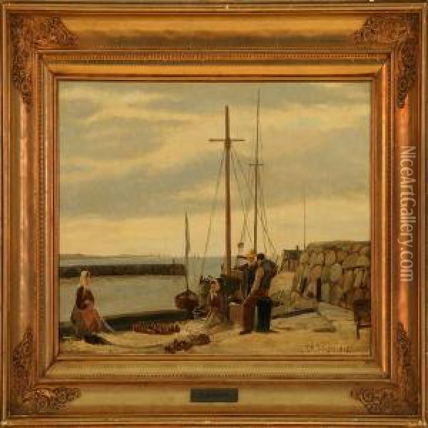 Harbour Scene Oil Painting - Christian Eckardt