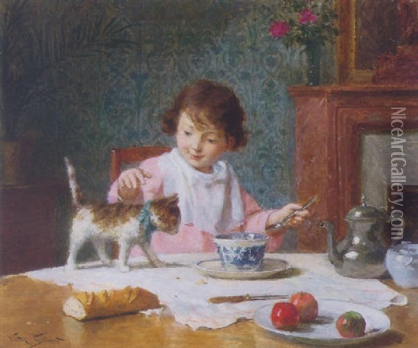 Breakfast With A Friend Oil Painting - Victor Gabriel Gilbert