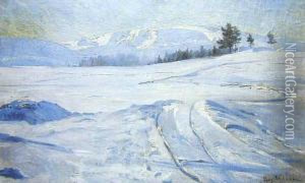 Zimowy Pejzaz Z Karkonoszy Oil Painting - Georg Wichmann