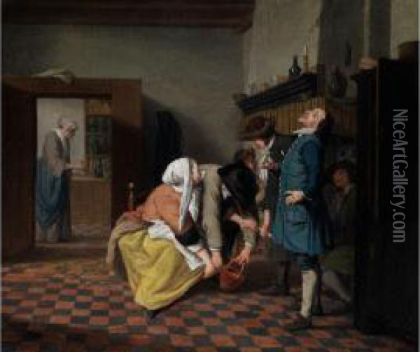 Das Rauchverbot Oil Painting - Josef Horemans Younger The Jan