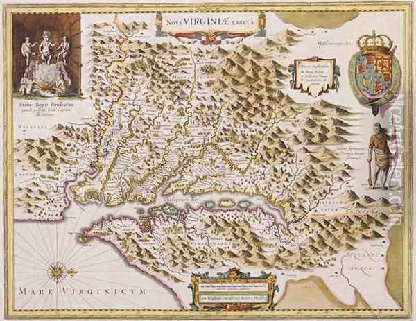 John Smiths Map of Virginia Oil Painting - Hendrik I Hondius