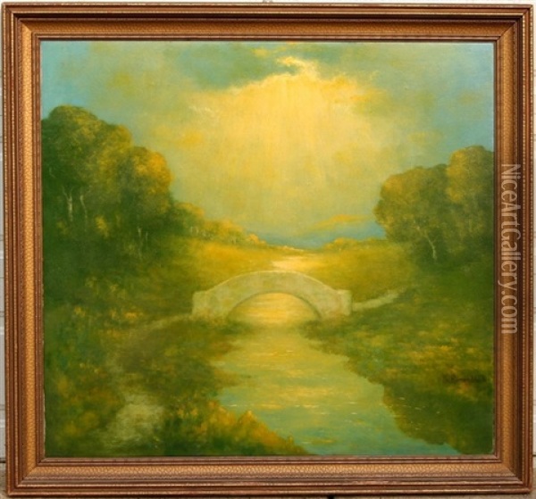 Landscape With Bridge Oil Painting - Robertson K. Mygatt