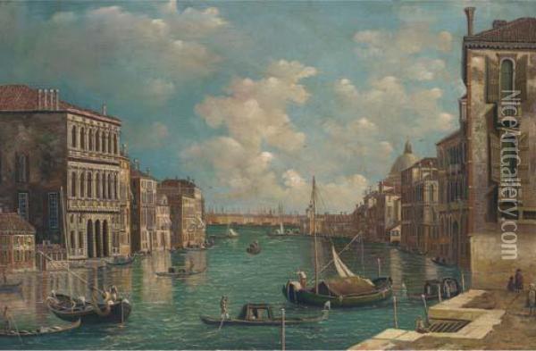 Vessels On The Grand Canal Oil Painting - Alfred Pollentine