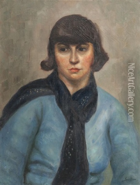 Portrait De Femme Oil Painting - Ernest Marneffe