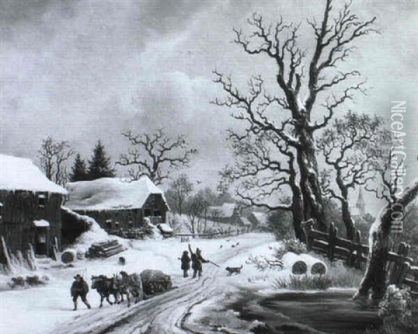 Ein Wintertag Auf Dem Lande Oil Painting - Anton Castell