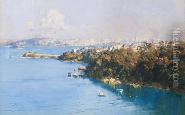 The Harbour From Mosman Oil Painting - Arthur Ernest Streeton
