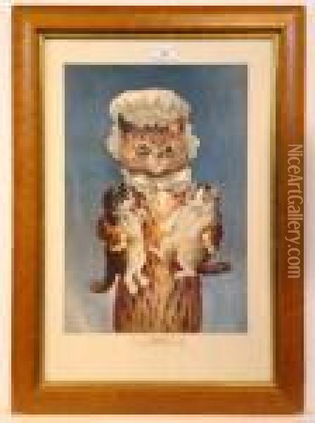 Twins Oil Painting - Louis William Wain