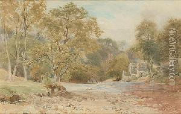 A Cottage By A River Oil Painting - Ebenezer Wake Cook